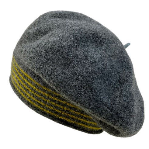 grey striped beret